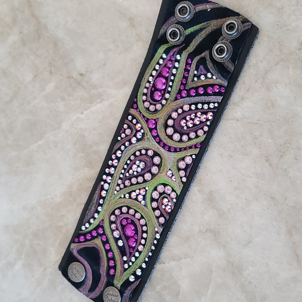 Carolin M. Rocha Leather & Swarovski Bracelet